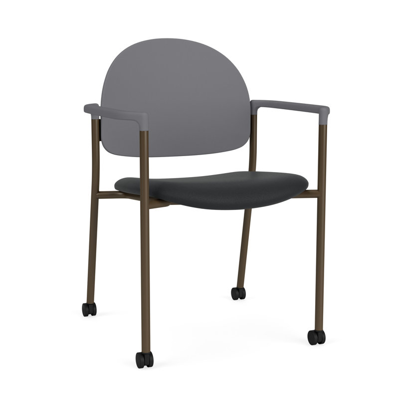 Chaise d'invité à chat avec roulettes, Bronze, Modena Graphite / Flint Grey Poly