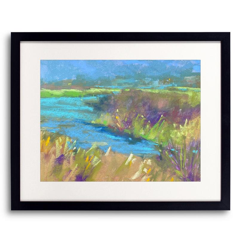 «A River Runs Through It» par Dina Gardner - peinture encadrée, H 17,25 po x l 21,25 po x P 0,88 po, Papier avec cadre noir