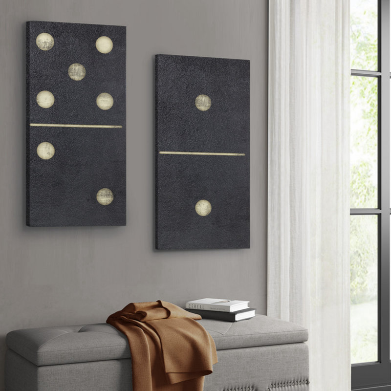 " Two Black Dominos " 2 - Pieces