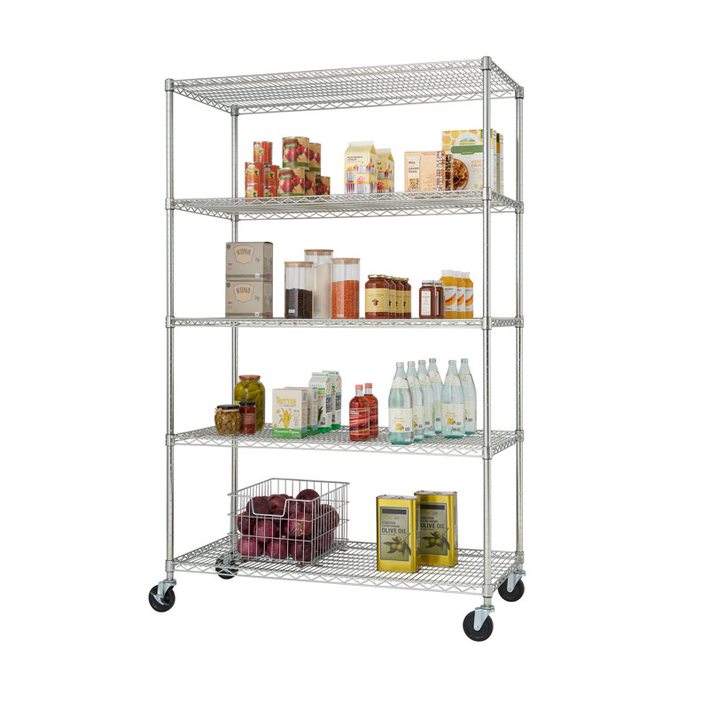 EcoStorage 48" Chrome 5-Tier Commercial Wire Shelving Unit