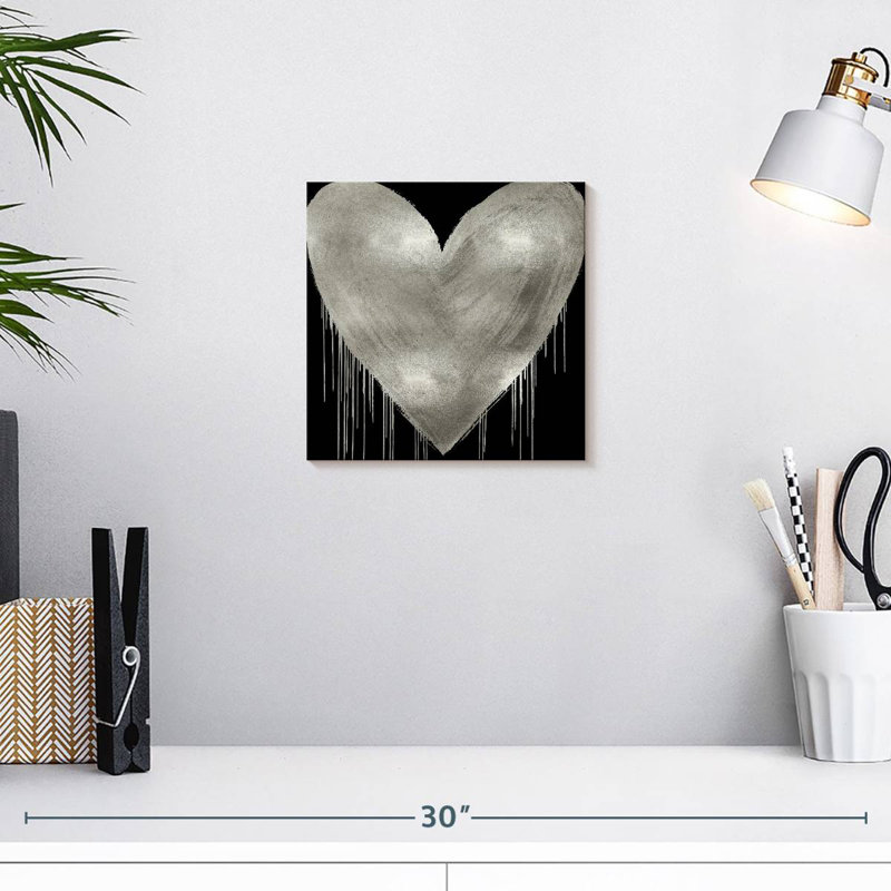 Hardie Big Hearted Silver On Black, 10" H x 10" W