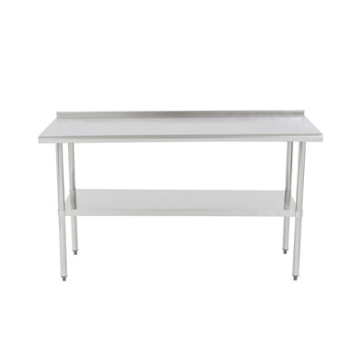 Stainless Steel Kitchen Prep/Work Table, with Adjustable Under Shelf and Backsplash, 60X24
