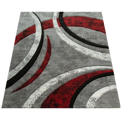 Ultan Abstract Grey/Red Area Rug
