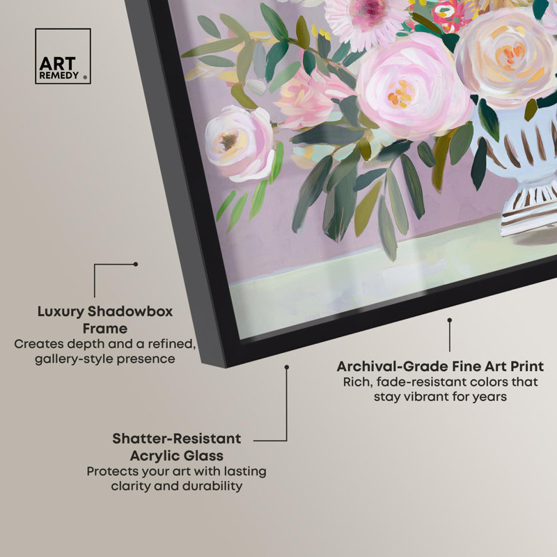 «Lilac Antrobouquet», impression florale rose par Art Remedy, H 11 po x l 16 po, Noir
