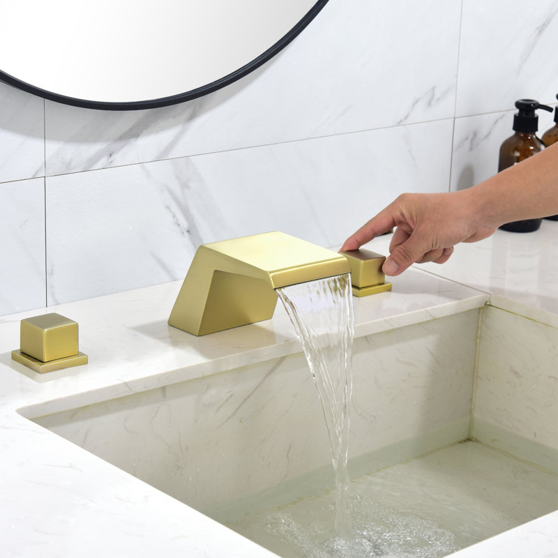 Widespread 2-handle Bathroom Faucet with Drain Assembly, Brushed Gold