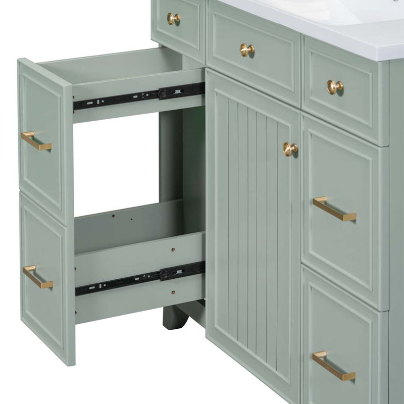 Meuble-lavabo simple 36,11 avec comptoir, Vert