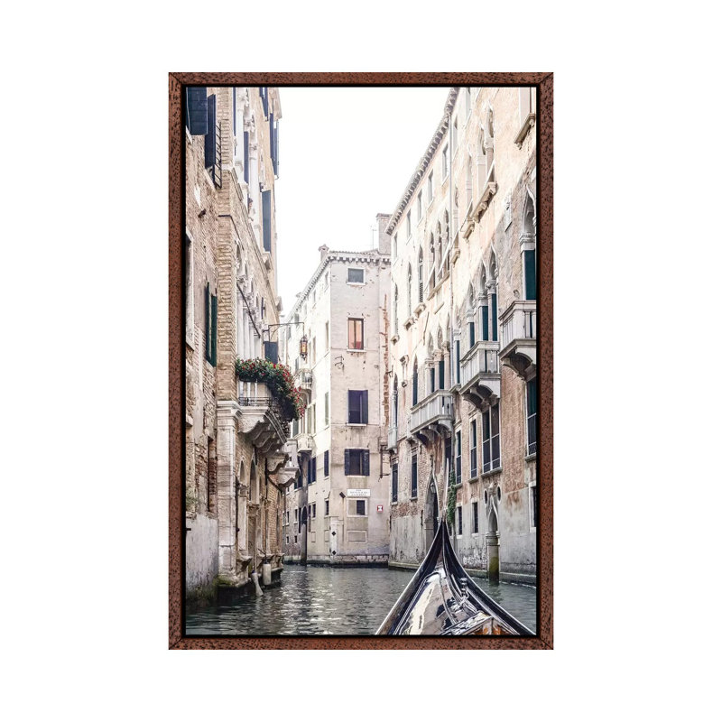 Venice View III - Print on Canvas, 66.04cm H x 45.72cm W x 3.81cm D, Classic Brown Wood Framed