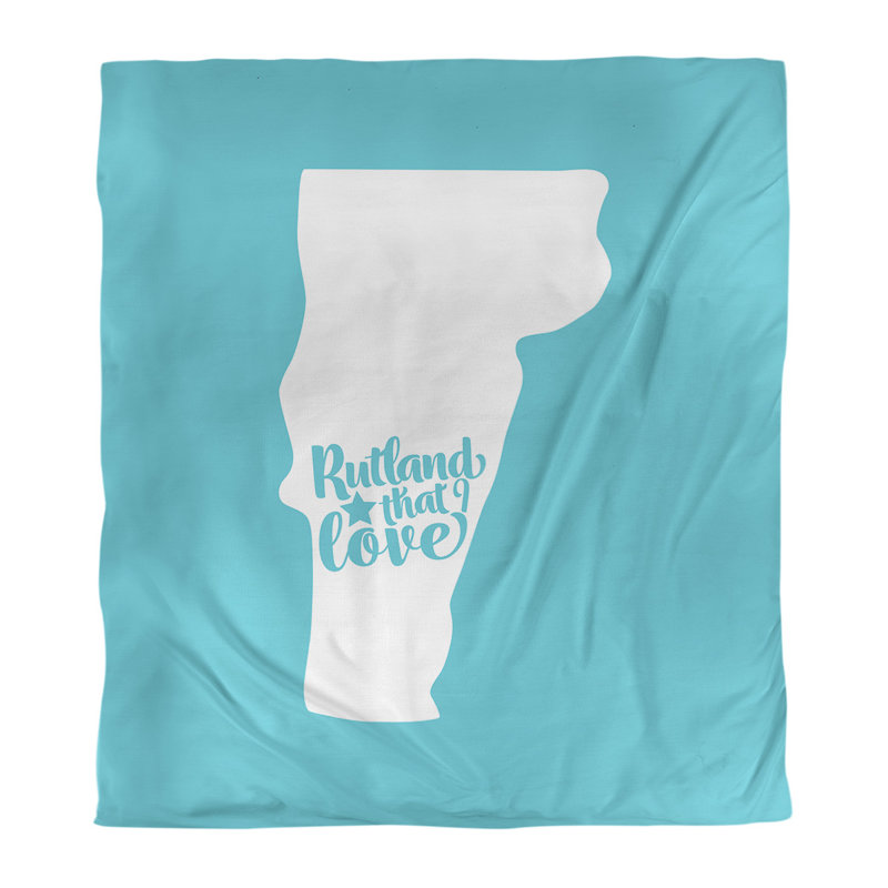 Housse de couette réversible simple rutland vermont love, Polyester brossé, Housse de couette simple TG, Bleu sarcelle