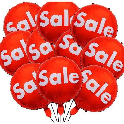  10 Pcs 18 Inch "Sale" Printed Mylar Foil Balloons Red with White