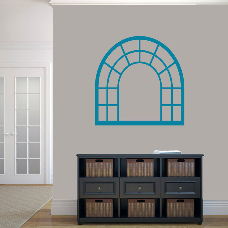 Décalcomanie murale cadre de fenêtre arched, Bleu sarcelle