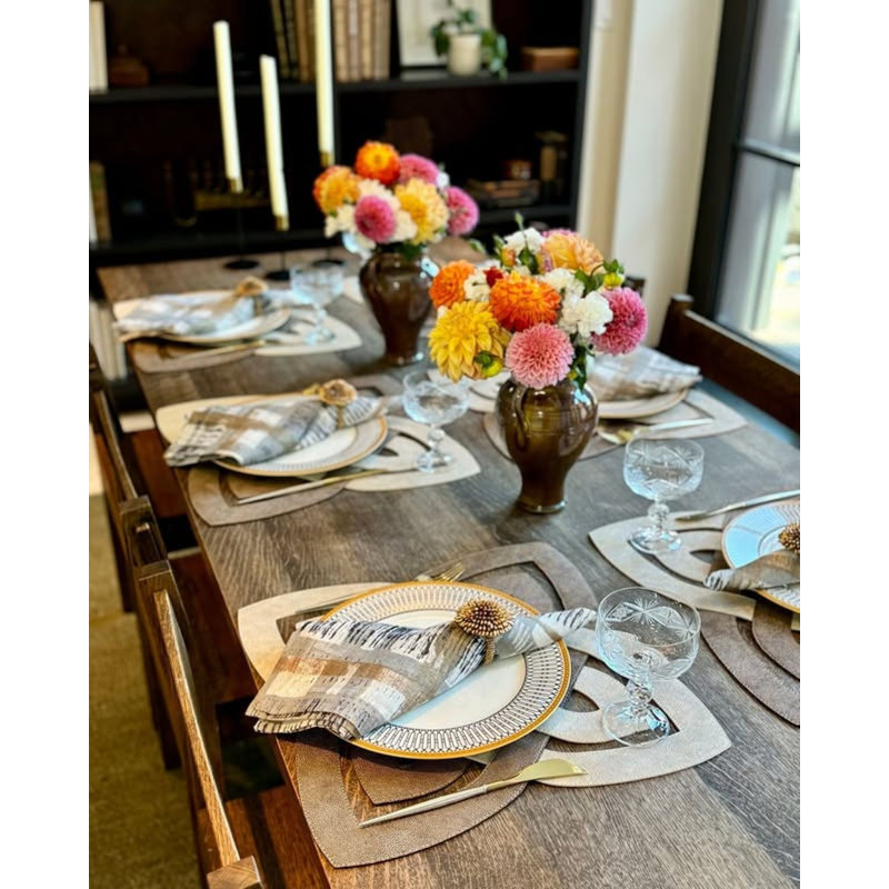 Archer Vinyl Square Placemats, Gray/Charcoal