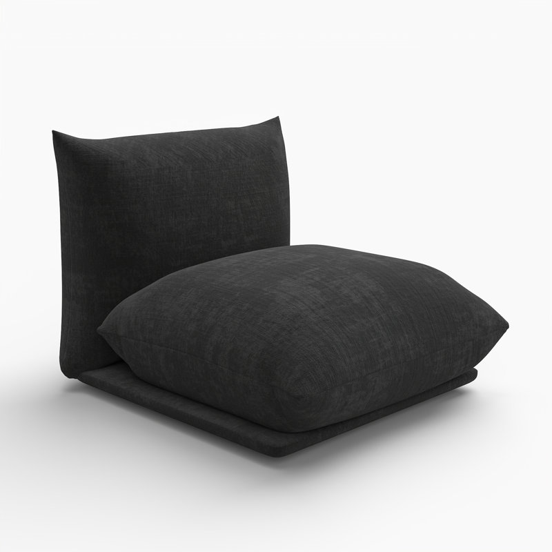 Chaise sans accoudoirs rembourrée en tissu Cath, Noir