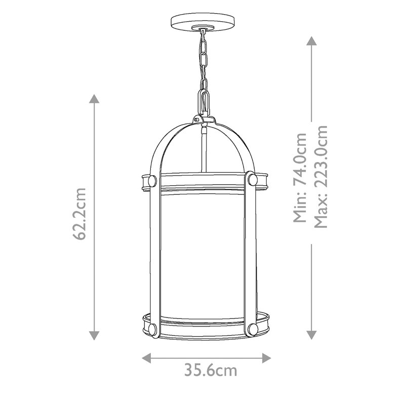 Rendova 4 - Light Lantern Pendant, Aged Zinc