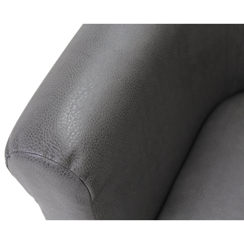 Fauteuil demi-tonneau l 30,5 po Liam, Similicuir gris foncé