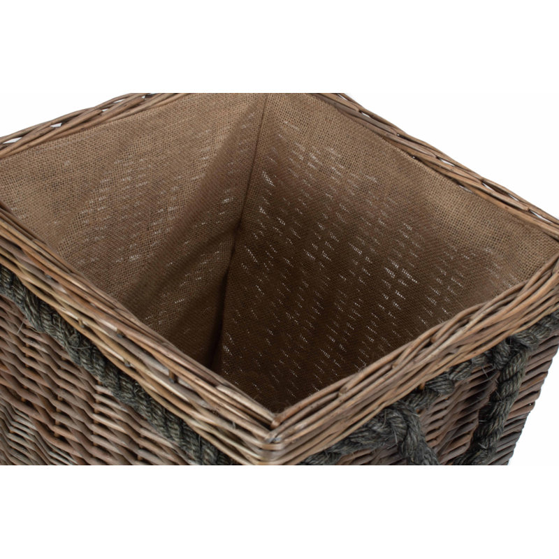 Square Rope Handled Wicker Storage Basket