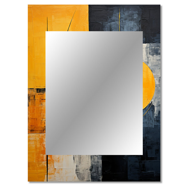 Lemon Loops Abstract Shapes - miroir mural à formes abstraites, miroir décoratif moderne, impression sur métal, 40 po x 30 po