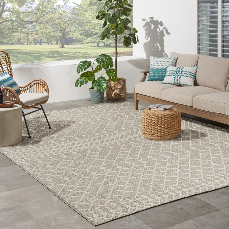 Robbs Rectangle Indoor/Outdoor Area Rug, Rectangle 4' x 6', Light Gray