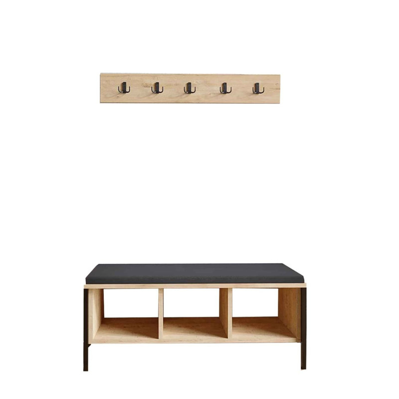 Metal Legs Hall Tree With Bench And 10 Hooks