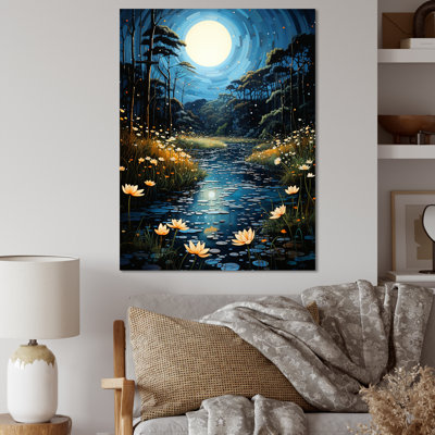 «Balok Blue Green Pointillism River At Night VI», reproduction sur toile