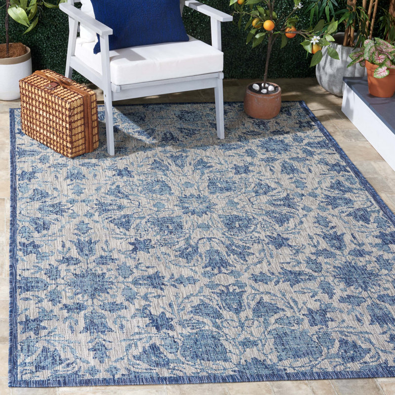 Tapis d'intérieur / extérieur à motif floral Puchta, Rectangle 5 pi 3 po x 7 pi 7 po