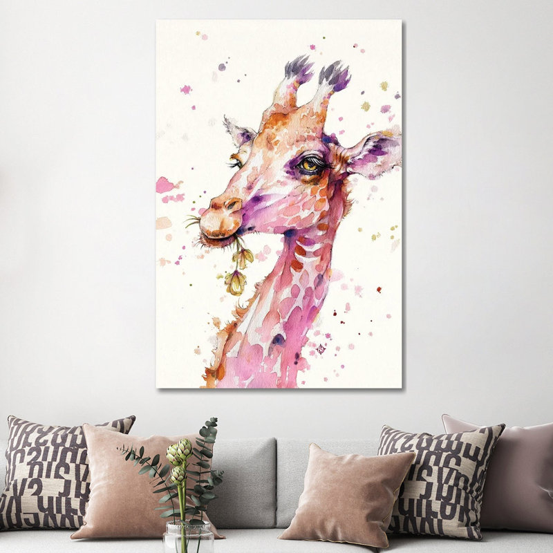 A Lovely & Lofty View (Giraffe) 1 Piece Wrapped Canvas Painting, 152.5 cm H x 101.5 cm W