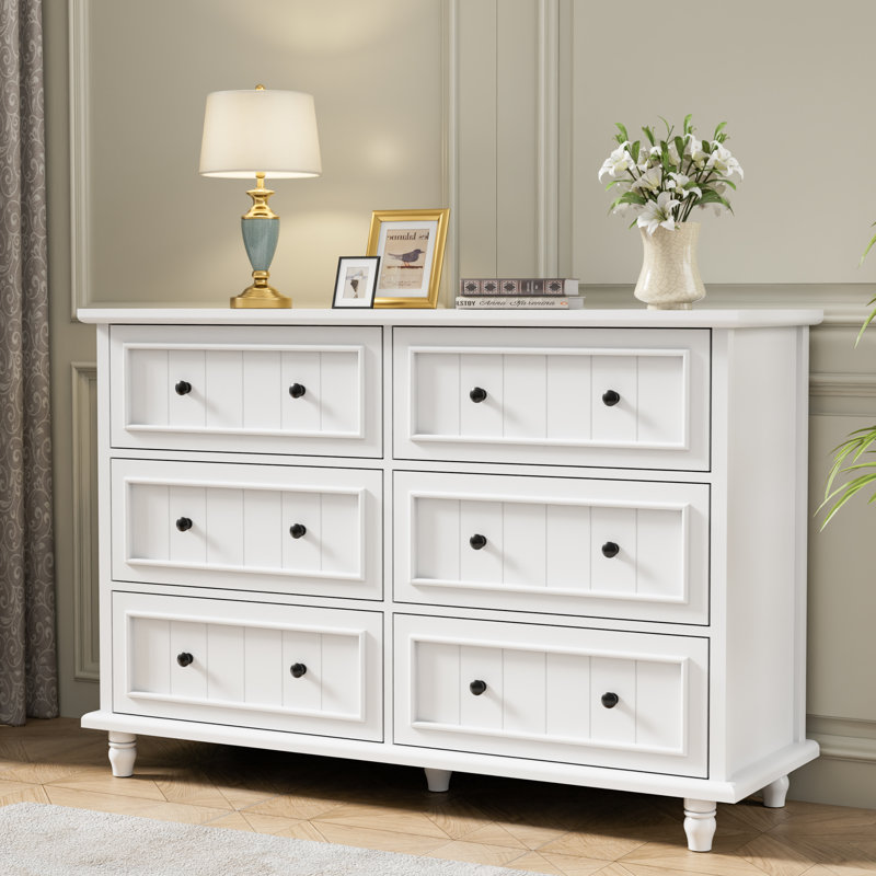 Commode double 6 tiroirs 47,2 po Amarilys, Blanc