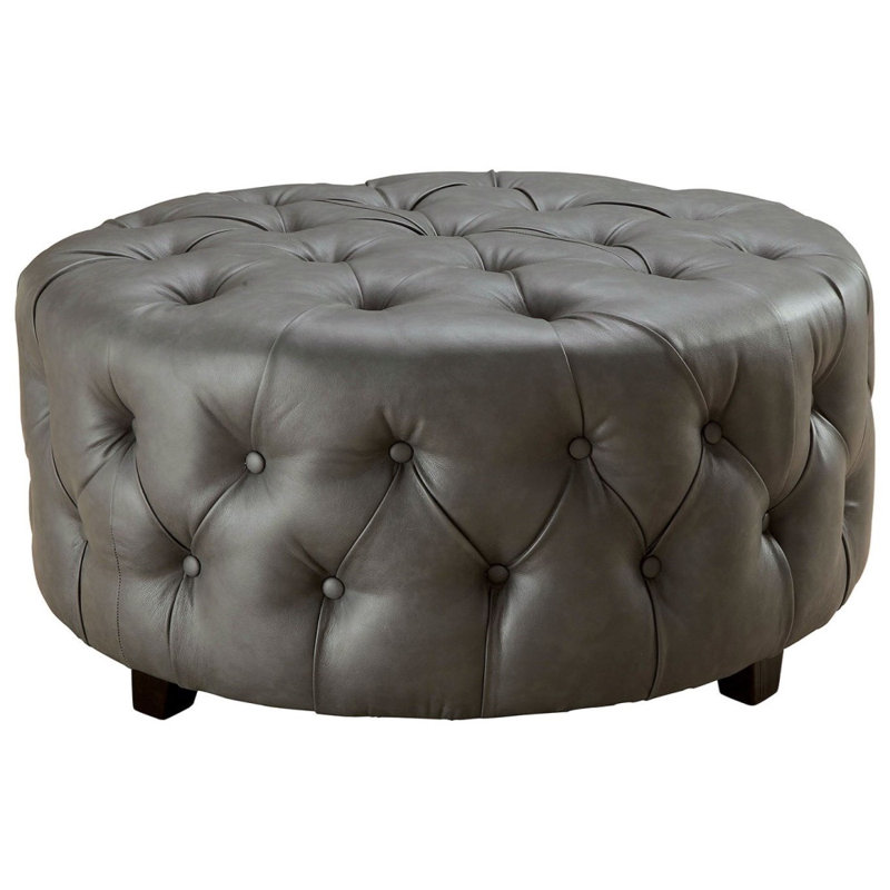 Repose-pieds de cocktail rond 35,875 po Vester, Mélange de lin gris