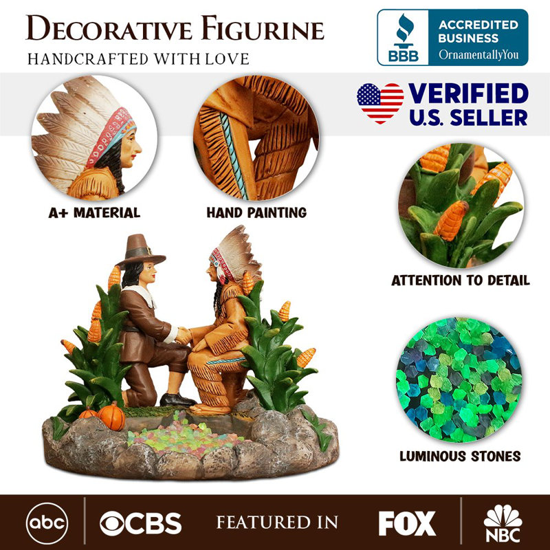 Figurine de récolte et harmonie entre les Amérindiens et les pèlerins, récolte de 6 po, statue d'automne