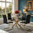 Modern Square Tempered Glass Dining Set with Faux Leather Chairs-753648585-753648580-753648576