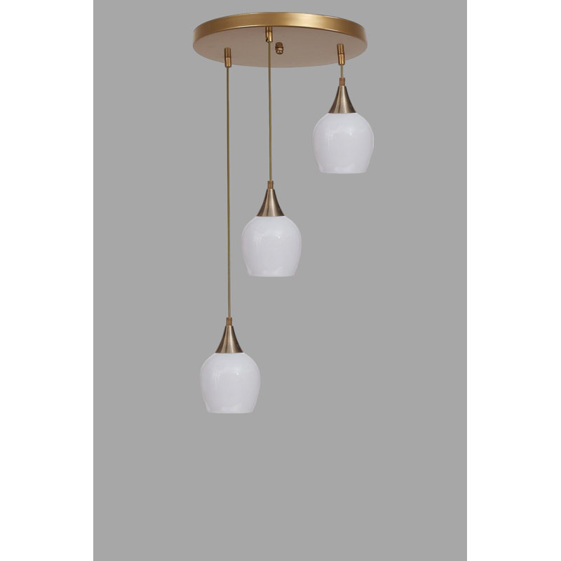 Lustre, Blanc / Doré, 3 niveaux, Trois lumières