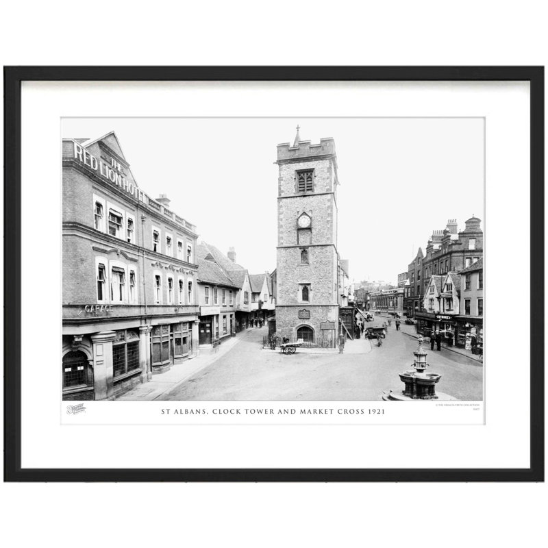 St Albans, Clock Tower And Market Cross 1921 by Francis Frith - Single Picture Frame Print, 40cm H x 50cm W x 2.3cm D