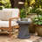 Hourglass-Shaped Side Table With Wood & Travertine Textured Finish