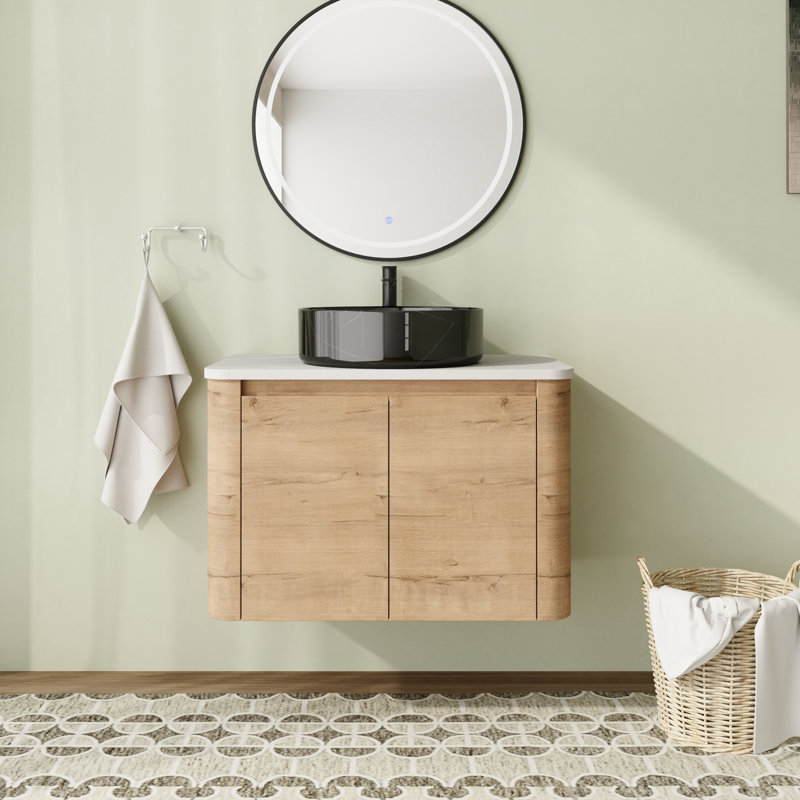 Meuble-lavabo flottant mural 30 po avec comptoir en quartz