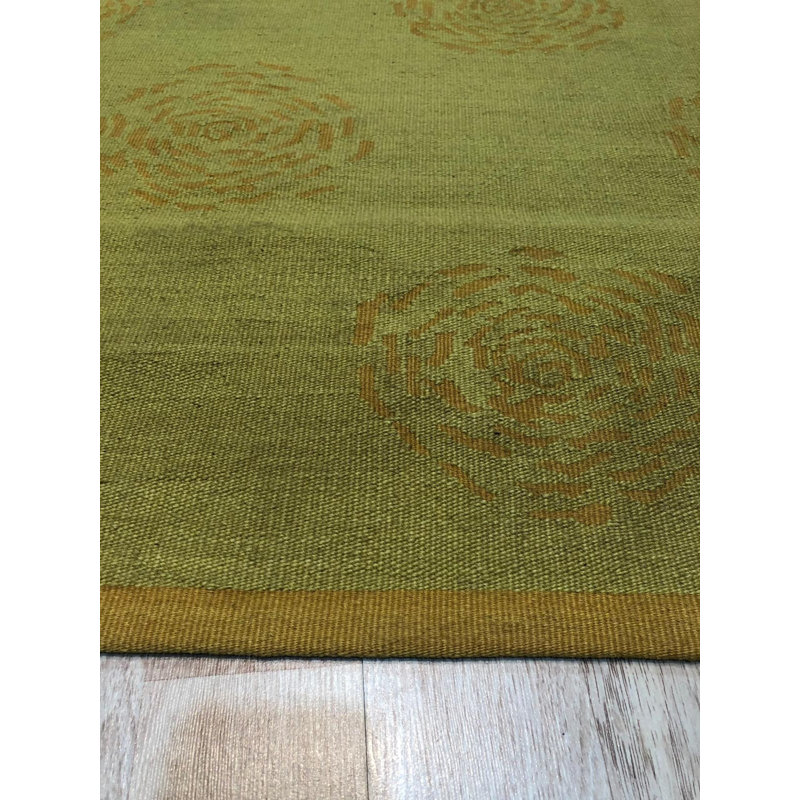 6x8 Yellow Flat Weave Wool Stylized Rosette Geometric Modern Contemporary Carpet Rug