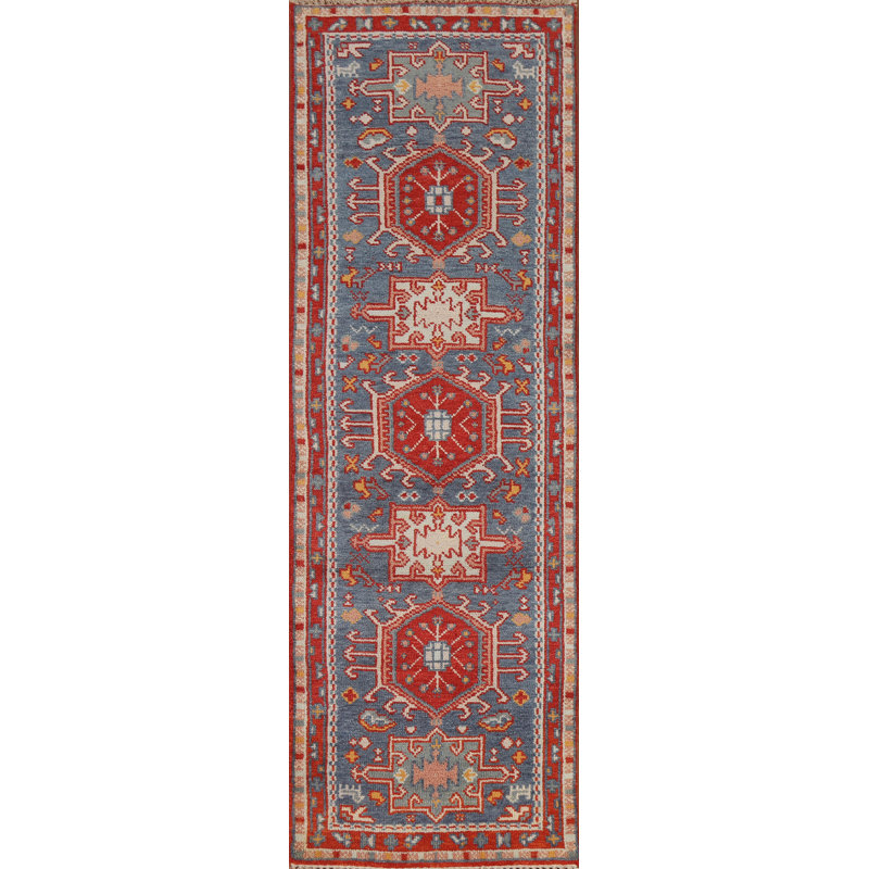 Tapis de couloir indien bleu 3x8