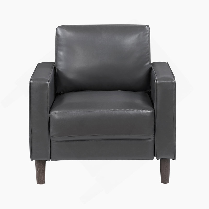 Chaise longue moderne en similicuir gris foncé, Gris foncé