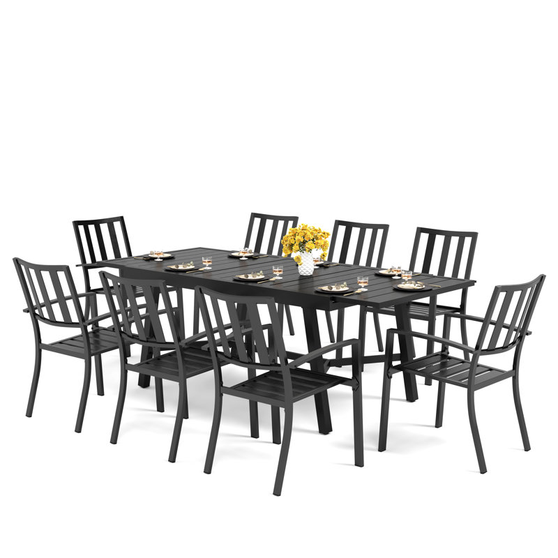 Alyah 8 - Person Patio Dining Set with Extendable Rectangular Table