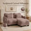 Canapé courbé Rosman avec repose-pieds, repose-pieds et coussins lombaires en chenille-133650894
