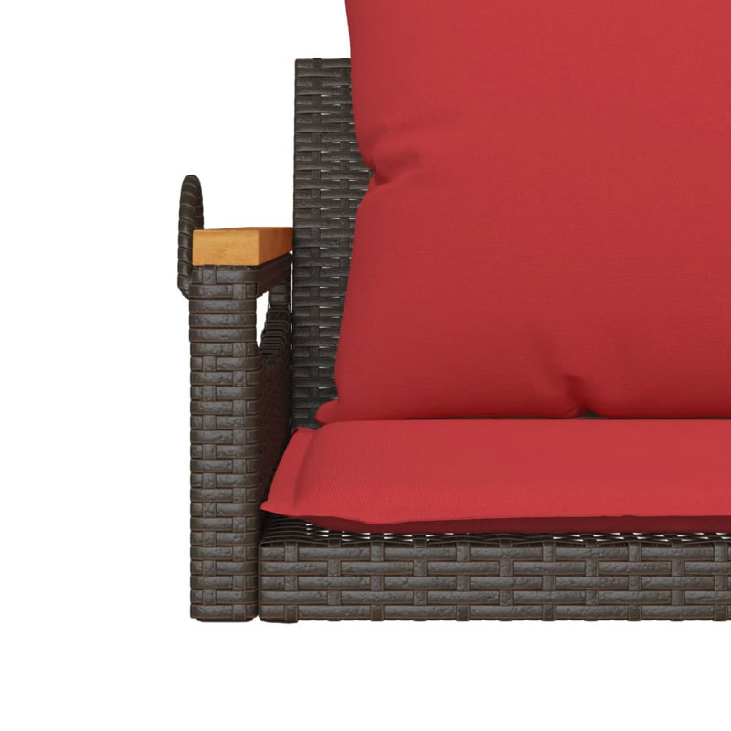 Banc pivotant en poly avec rotin 24,8 po x 24,4 po x 15,7 po Ebern Designs, Brun / rouge