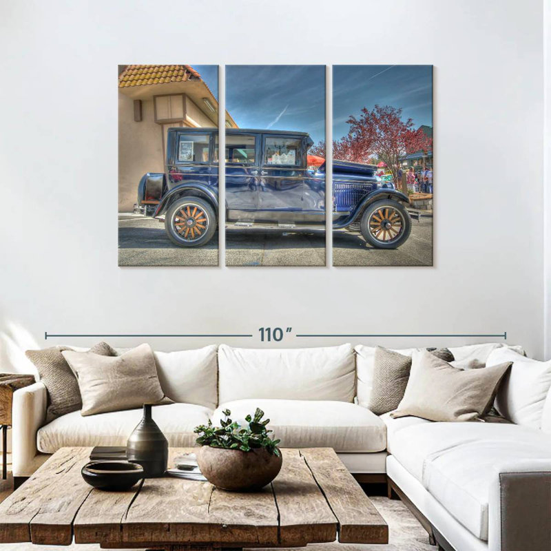 Jeep bleu rétro, H 48 po x l 74 po