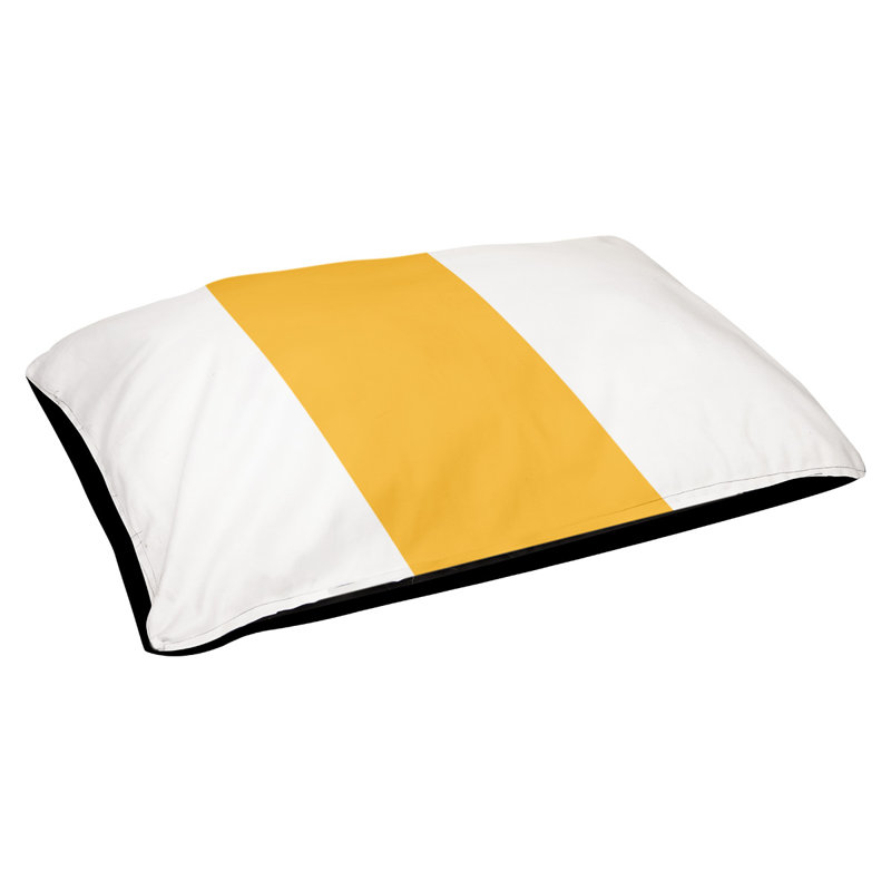 Coussin pour chien hockey Minnesota, Petit (l 28 po x P 18 po x H 9,5 po), Blanc / jaune / blanc
