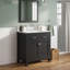 Meuble-lavabo 30 po avec lavabo en céramique, armoire de salle de bain simple noire moderne avec 2 portes et une tablette, portes à fermeture douce