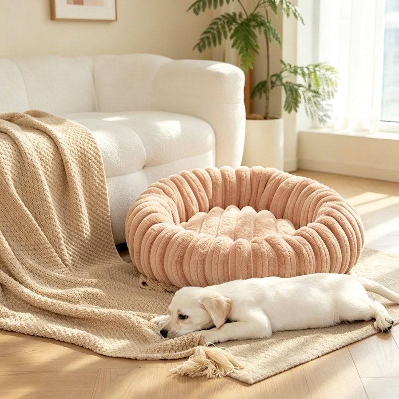 Round Pet Bed, Beige