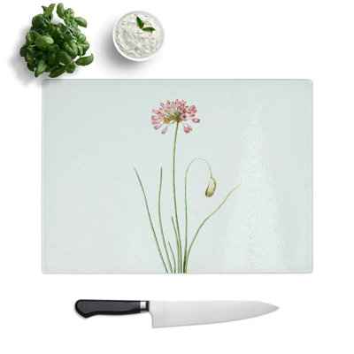 Tempered Glass Autumn Onion Flowers Chopping Board