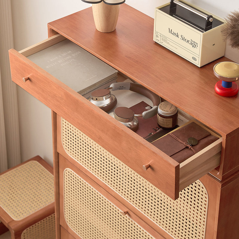 Armoire à chaussures de style américain, H 53,94 po x l 39,37 po x P 11,81 po, Bois brun/Naturel