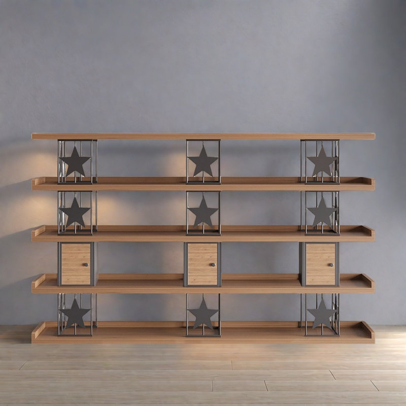 Useful and good-looking bookcase, (5 Shelves) 57"H x 94.4"W x 13.7"D, Dark Brown/Black