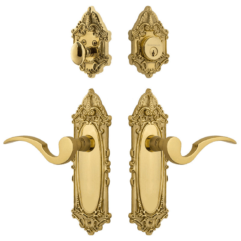 Nostalgic Warehouse Victorian Entry Set with Manor Lever, 2.75, Polished Brass