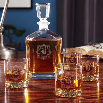 Baumann Personalized 5 Piece Whiskey Decanter With Glasses Set