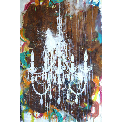White Chandelier 1 Piece Wrapped Canvas Painting