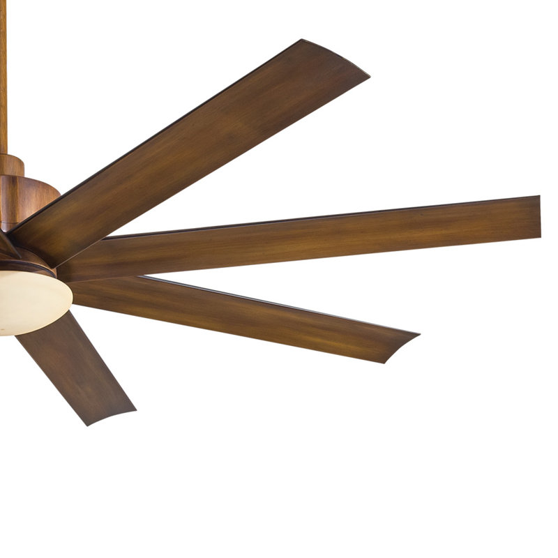Slipstream 65" 8 - Blade Outdoor LED Smart Standard Ceiling Fan with Remote Control and Light Kit Included, Distressed Koa